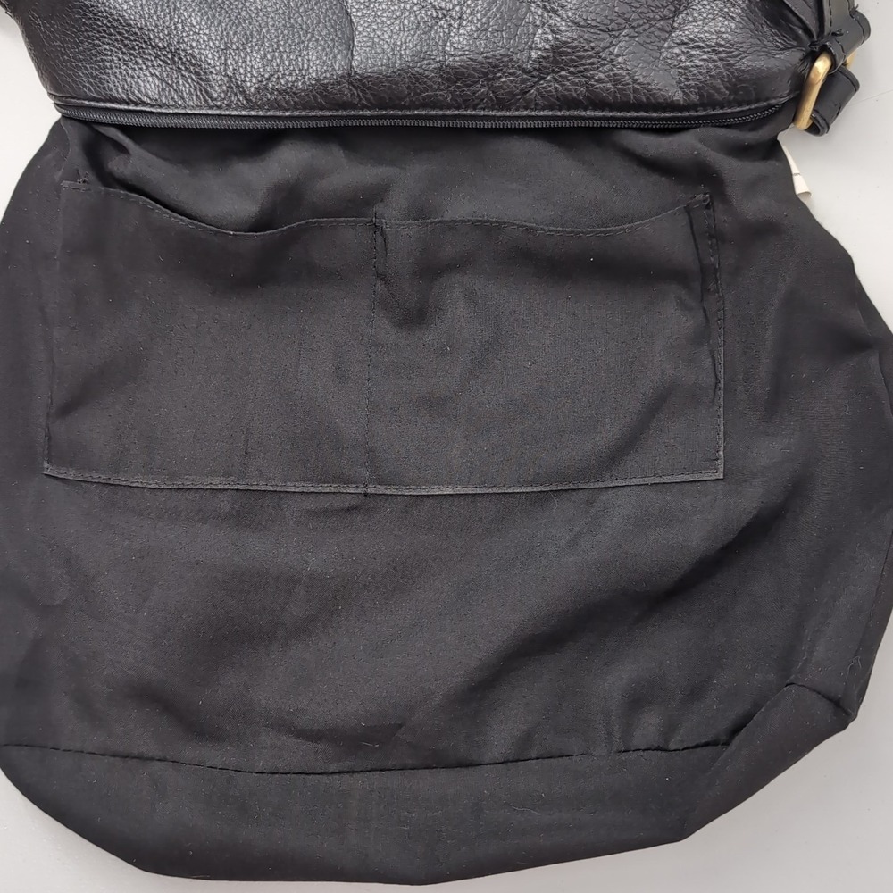 Rolfs Black Cowhide Leather Studded Hobo Shoulder Bag Gold Hardware - Picture 11 of 13